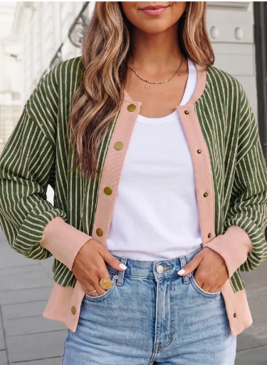 Cute Striped Patchwork Cardigan · Aapparella