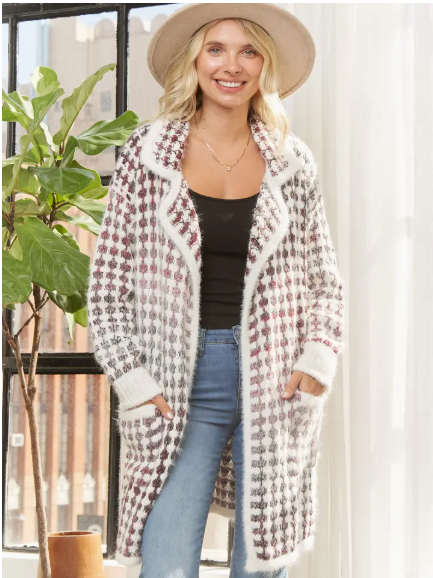 Long Cardigan with Collar by Madelyn
