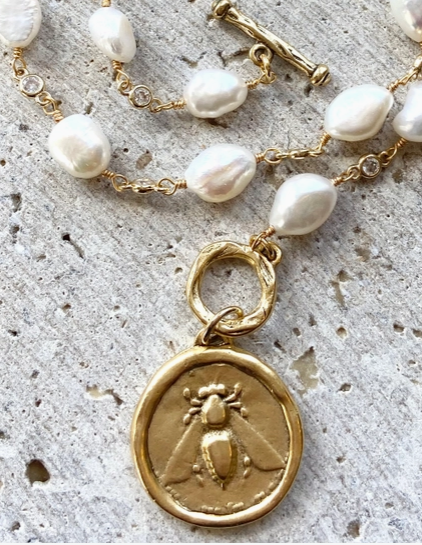 Queen Bee Pearl Necklace by VB&CO